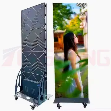 Fold Mirror Poster Led Display Screen Free Stand Moveable Advertising Board