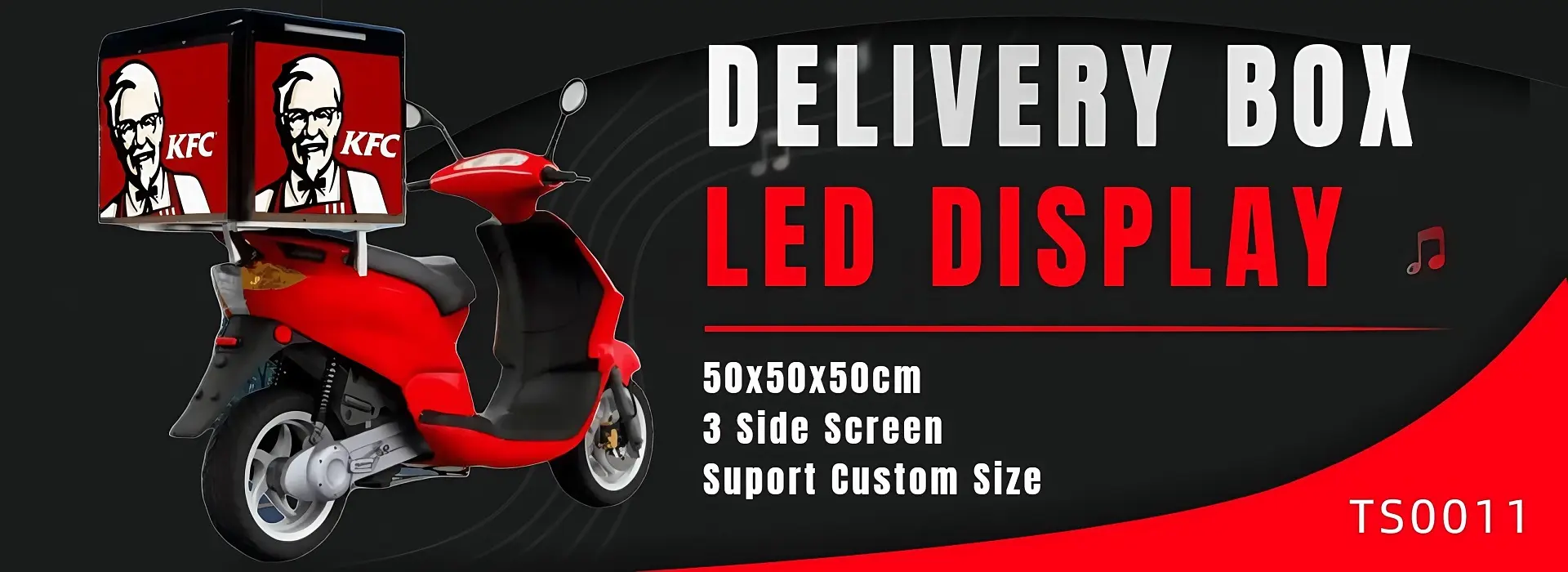 Motorcycle Delivery Box LED Screen Display 4G WIFI GPS Bluetooth Control