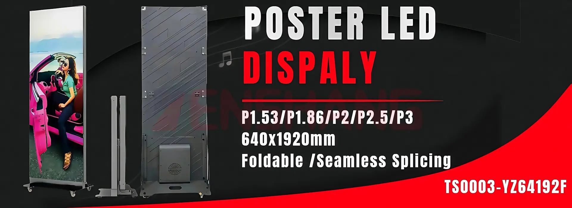 Foldable Led Poster Display Screen P1.53 P1.86 P2 P2.5 P3