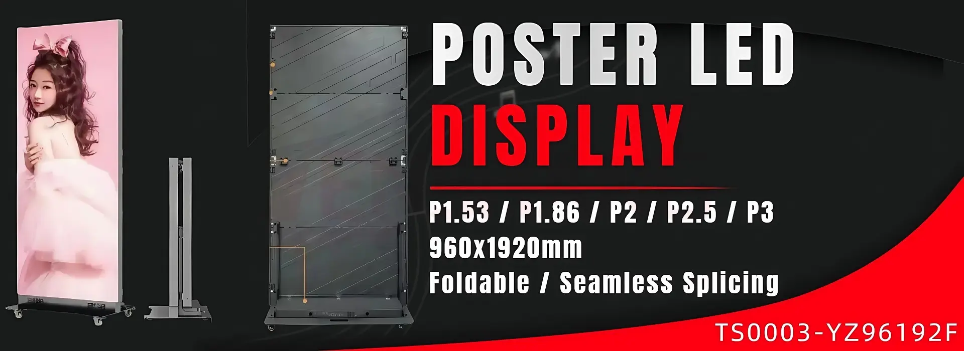 960x1920mm Digital Poster Led Display Screen Foldable Free Moving
