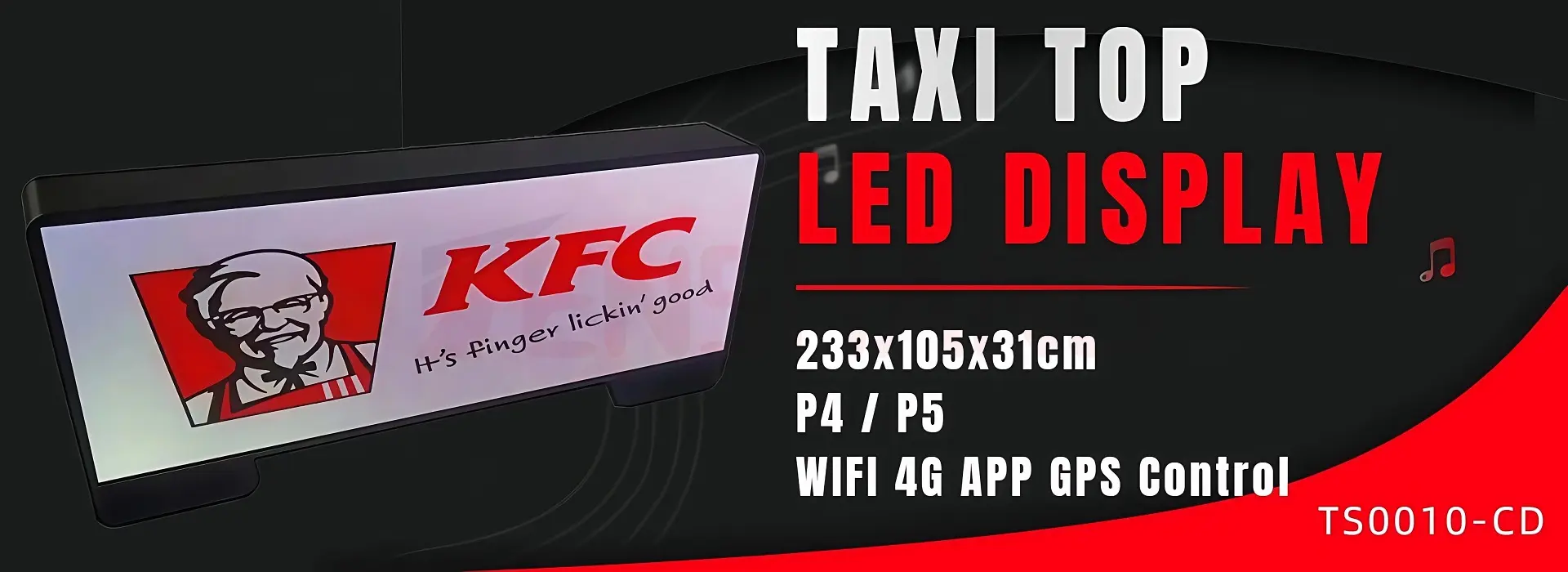 Taxi Top Advertising Led Display Screen For Car Roof