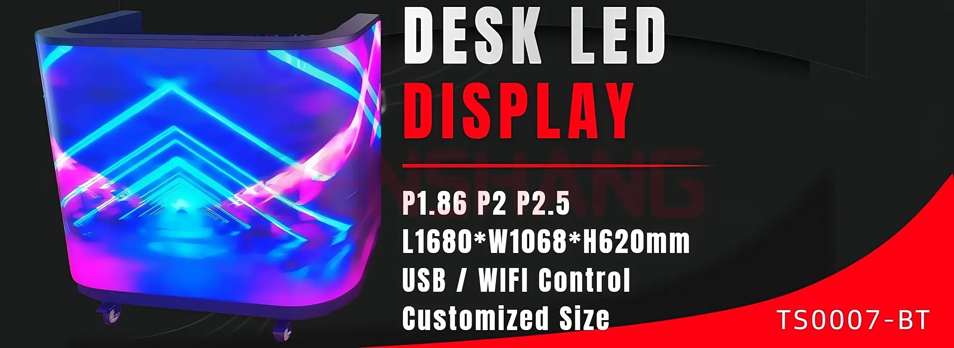 U-Shape Front Desk Led Display Table Video Wall with Wheels