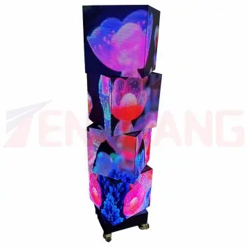 Rotate Cube LED Display Case 16 Screens 4 Layer